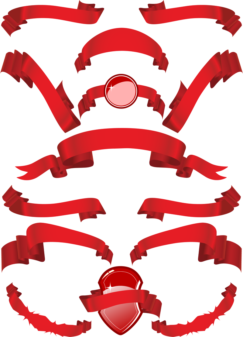Clip-Art de várias fitas vermelhas