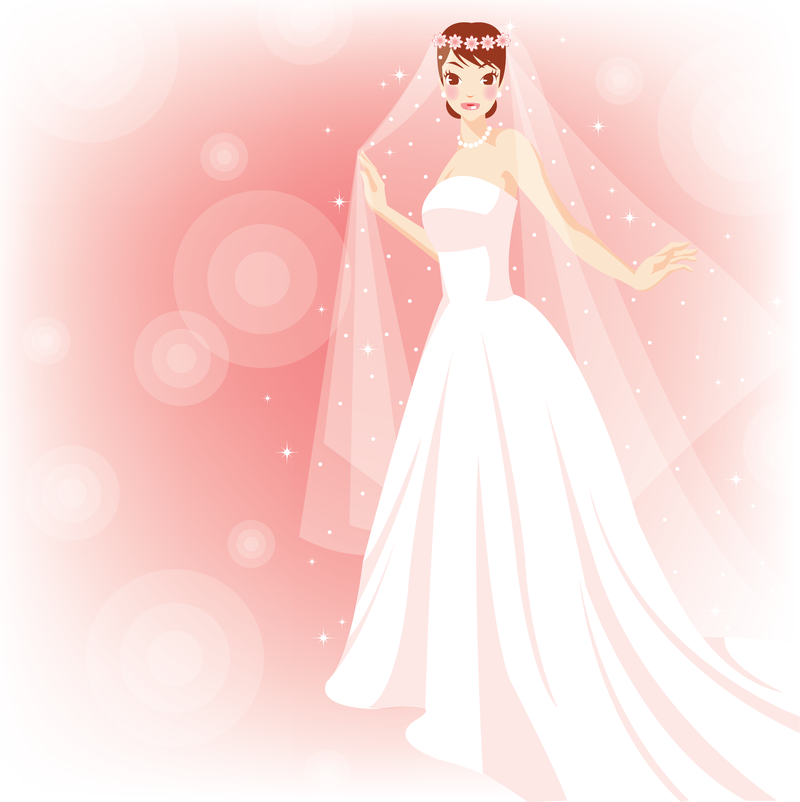 Kostenlose schöne Braut in der Hochzeit Vektor-Illustration