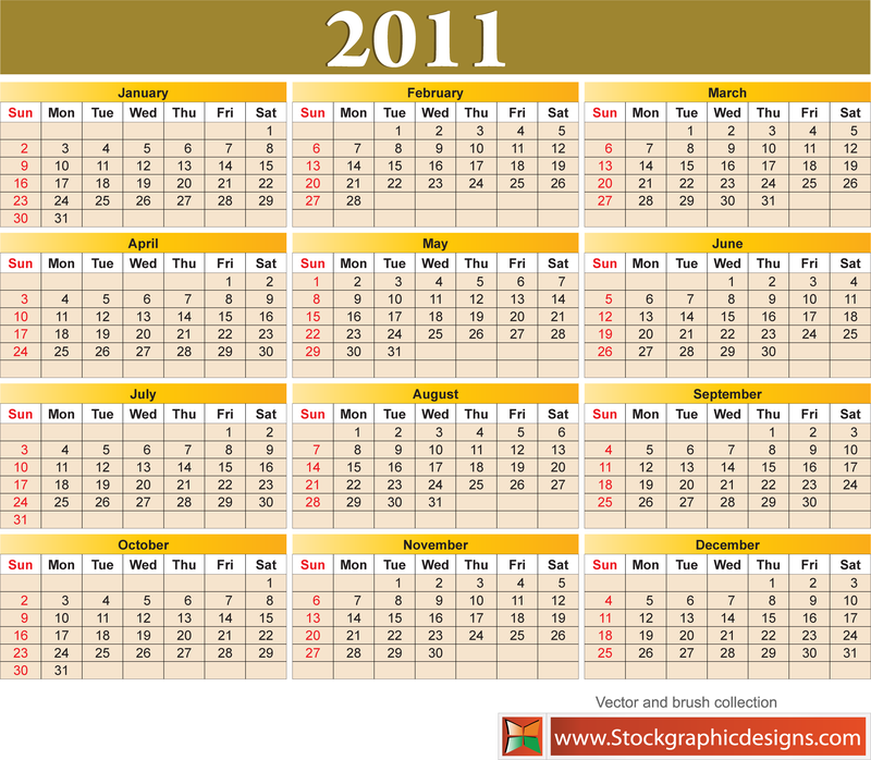 Calendário elegante de 2011