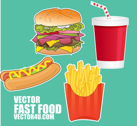 Artículos ilustrados de comida rápida.