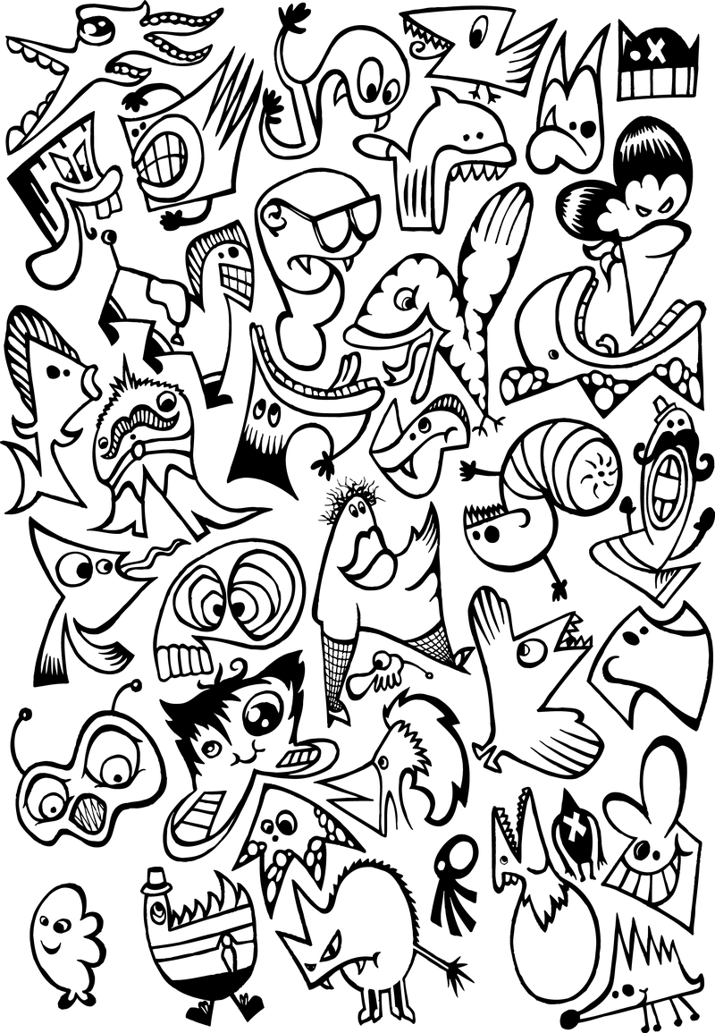 Crazy Doodle Characters Vector Download