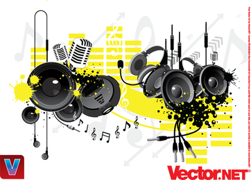 Vector De Equipo De Música Vector De Micrófono Con Auriculares Vector De