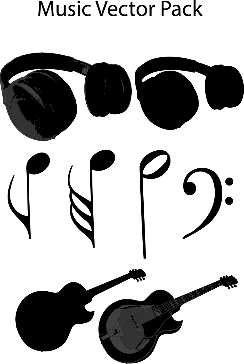 Music elements isolated silhouettes - Vector download