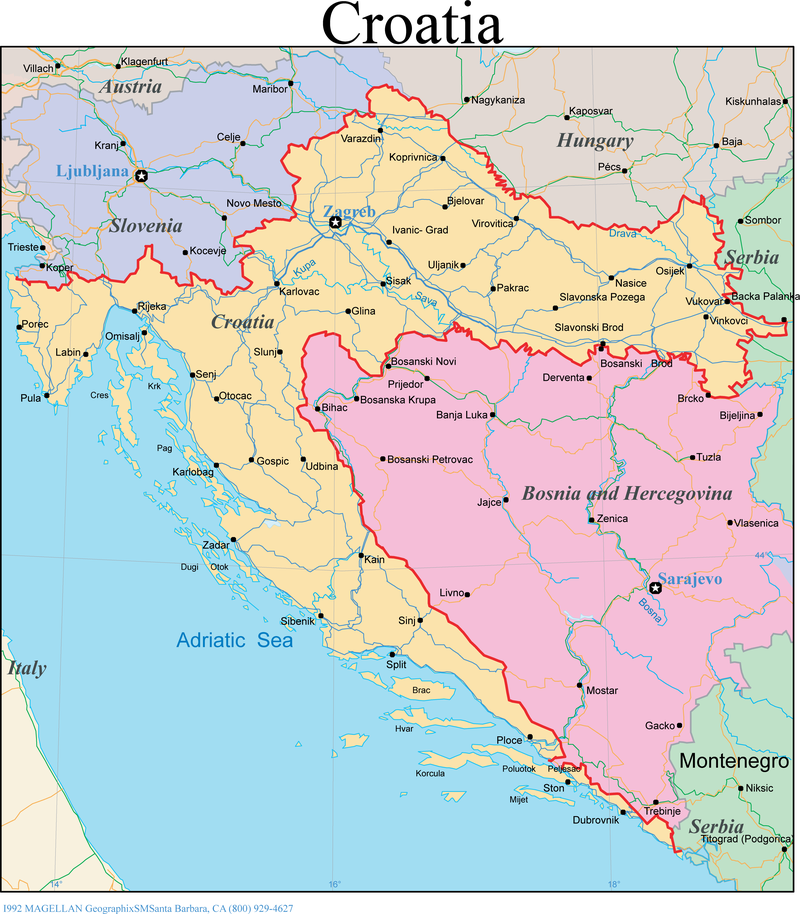 Vector de mapa de Croacia