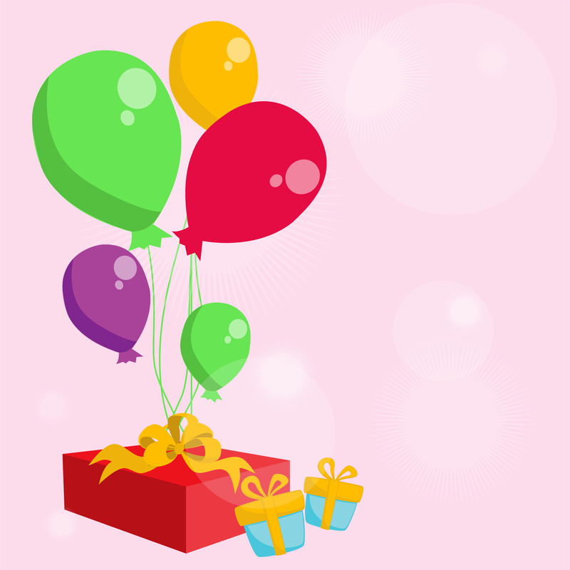 Luftballons mit und Geschenk
