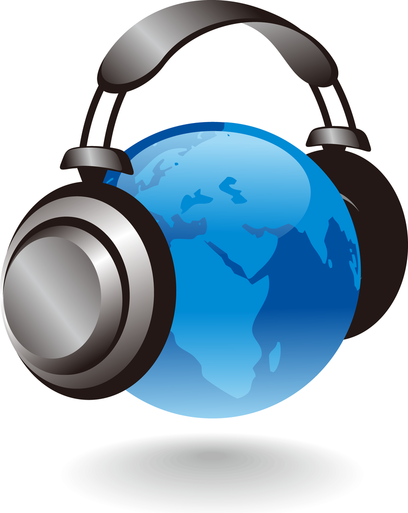 3d Earth Globe With Headphones Vector Graphic - Vector ...
