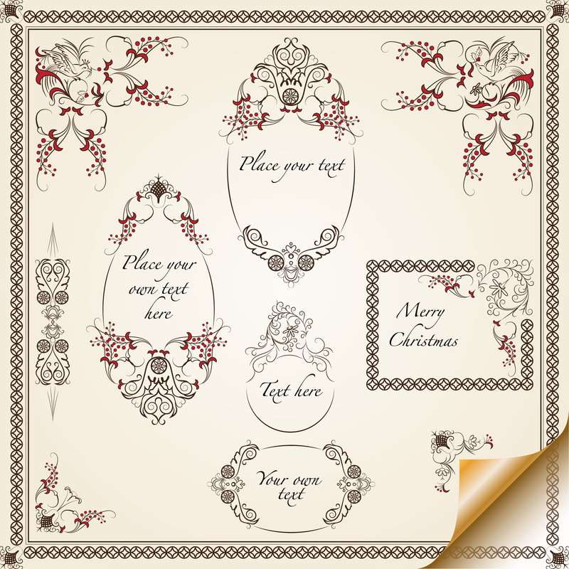 Floral Ribbon Label Design Set Vector Download