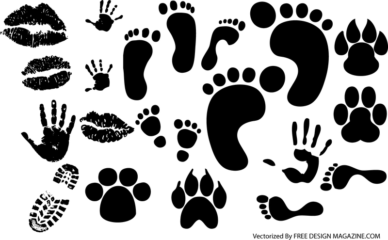 Lip Footprints Shoe Prints Fingerprint Vector Lip Footprints Shoe Prints Fingerprint Vector