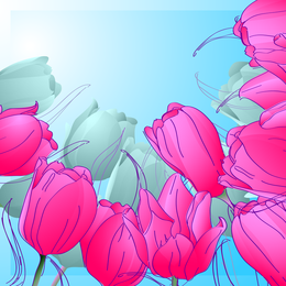 Vector de tulipanes pintados a mano 3