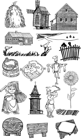 Vector Line Drawing Farm Vector Line Drawing Farm