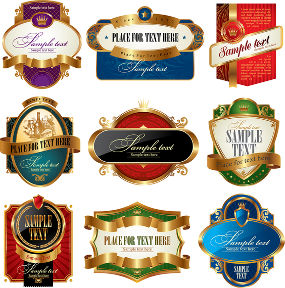 Set of 9 decorated lables Set of 9 decorated lables