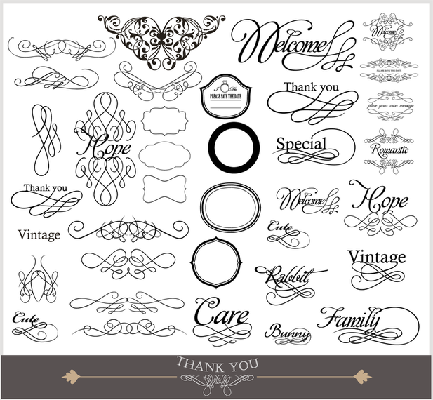 Vintage and swirly labels set Vintage and swirly labels set