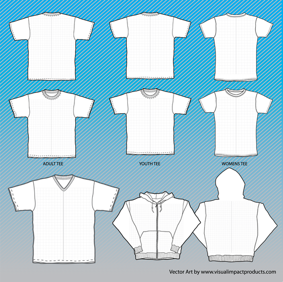 Download T Shirts Mock Up Templates With Grid - Vector download