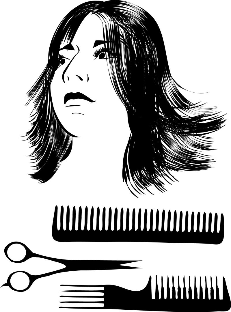 Material de vetor de corte de cabelo