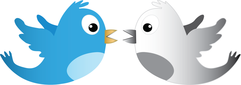 Twitter Vogel in Farbe und Schwarzweiß