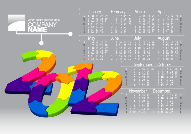 Calendario 2012 sobre gris