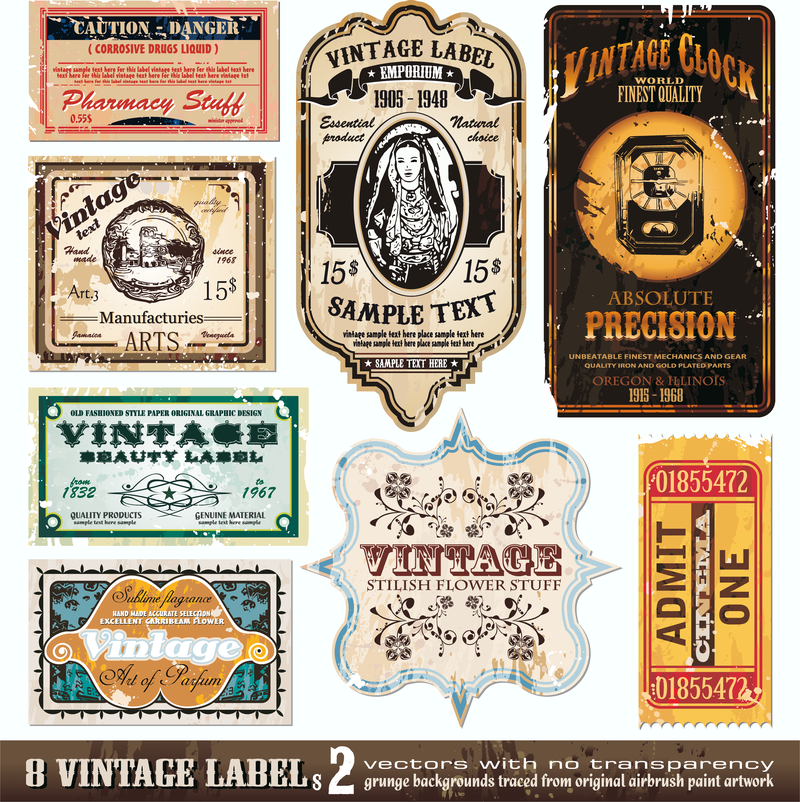 Vintage Wine Label Collection 06 Vector Vector download