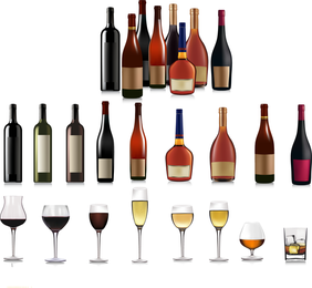 Botellas Y Copas 01 Vector