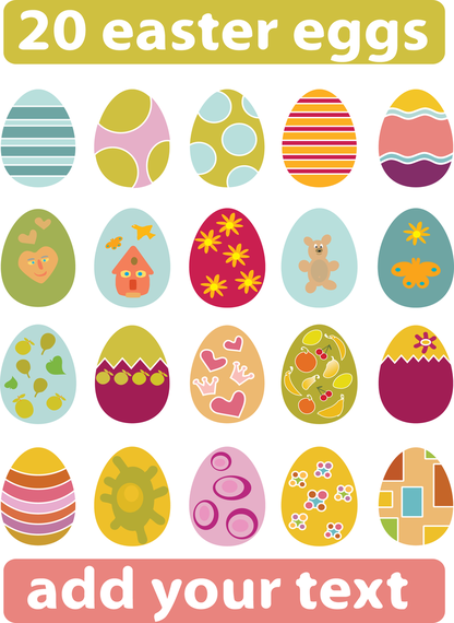 A Variety Of Easter Eggs Vector A Variety Of Easter Eggs Vector