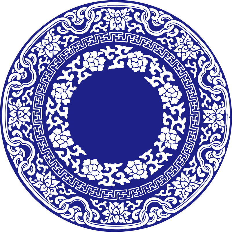 Clip Art azul e branco em estilo chinês