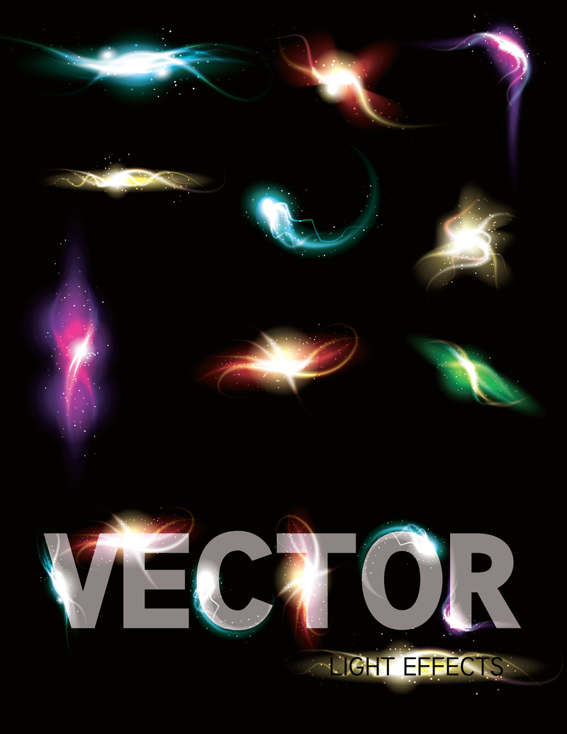 Magníficos efectos de iluminación brillante 03 Vector