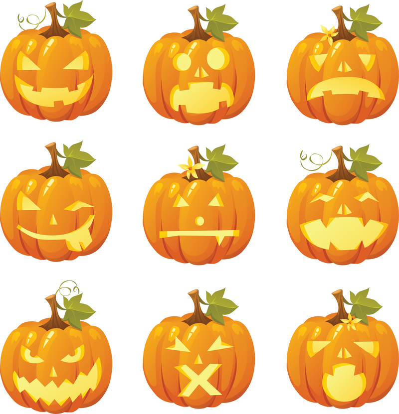 Smileys de calabaza de Halloween de vector libre