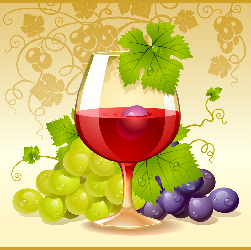 Vectores de vino y uva