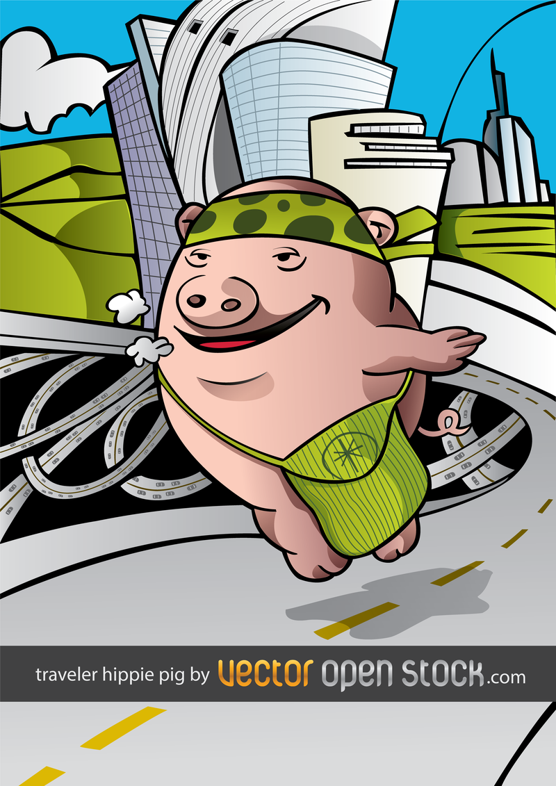 Schwein Hippie um die Welt reisen