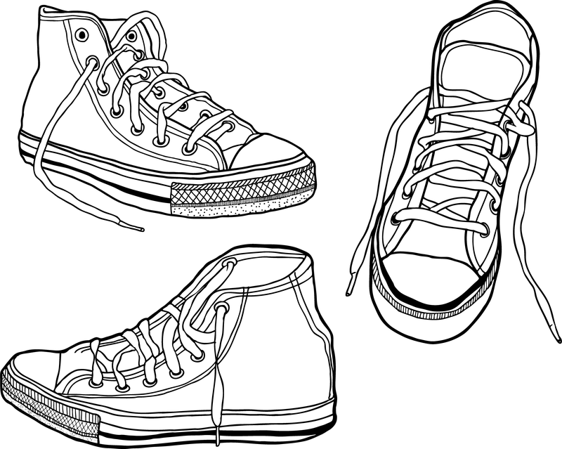 Zapatillas ilustradas dibujadas a mano en bruto