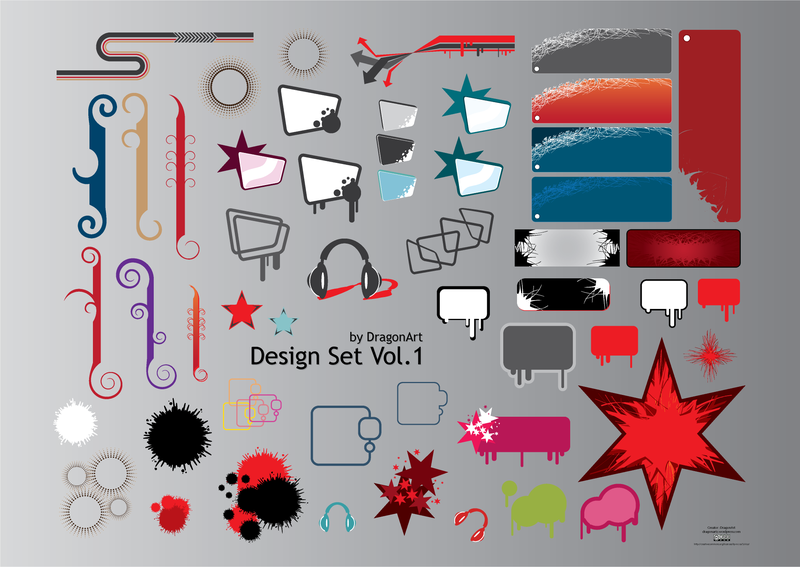 Set of random design elements - Vector download