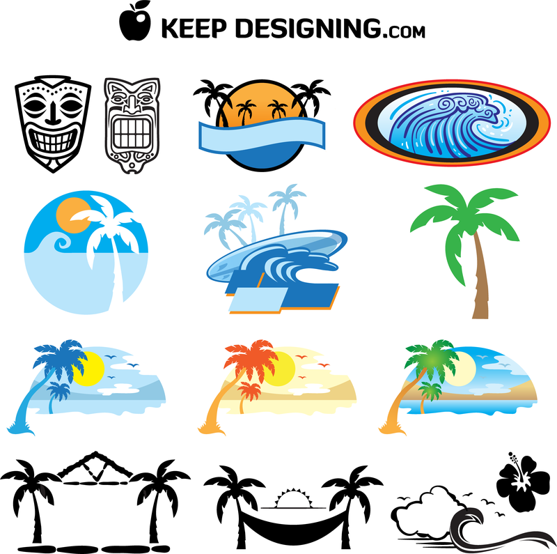 Pacote de ícones da praia do Havaí