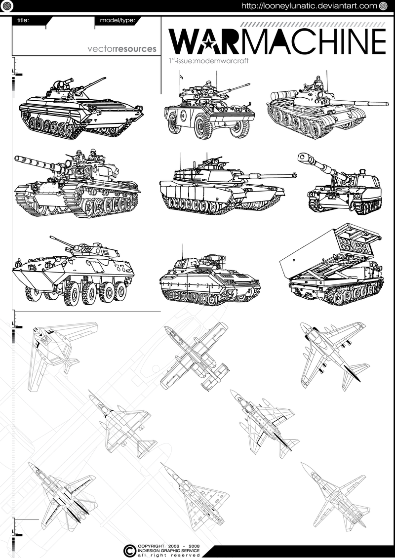 Flugzeug und Panzer Vektor