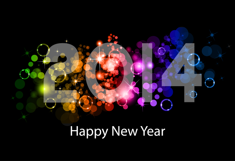 Feliz Ano Novo 2014 arco-íris escuro