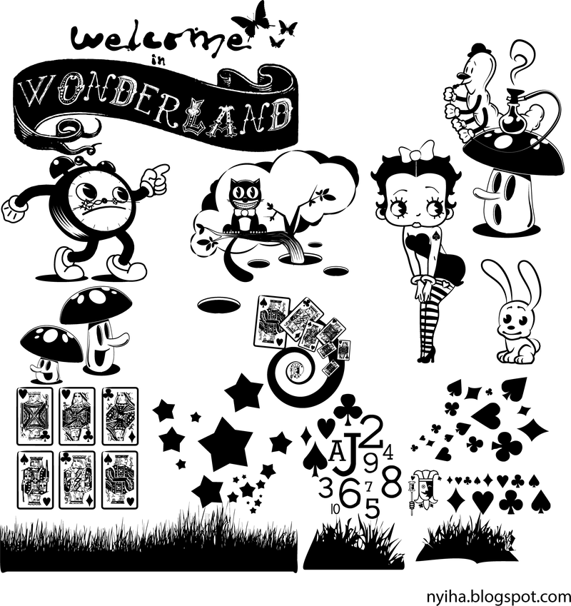 Bienvenido al dibujo con elementos de Wonderland