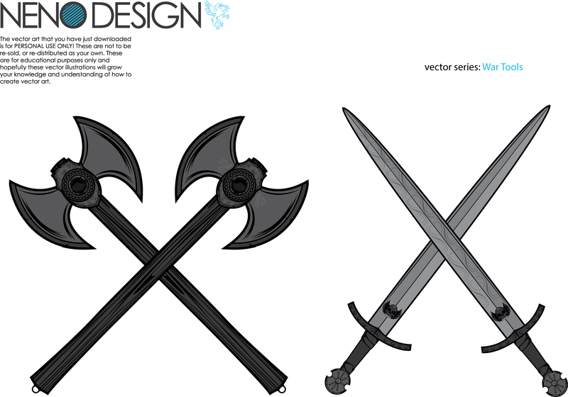Machados e espadas de ferramentas de guerra