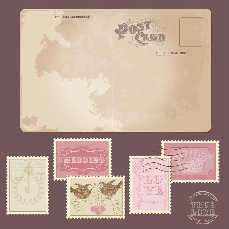 Cartões postais e selos clássicos 02 Vector