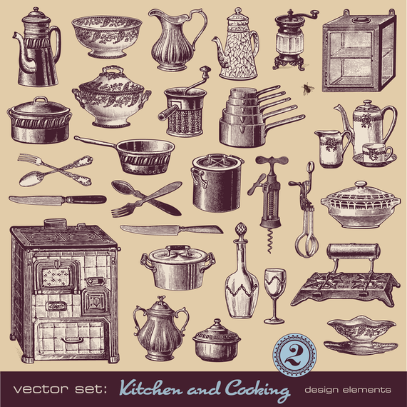 Retro Tableware 02 Vector Retro Tableware 02 Vector