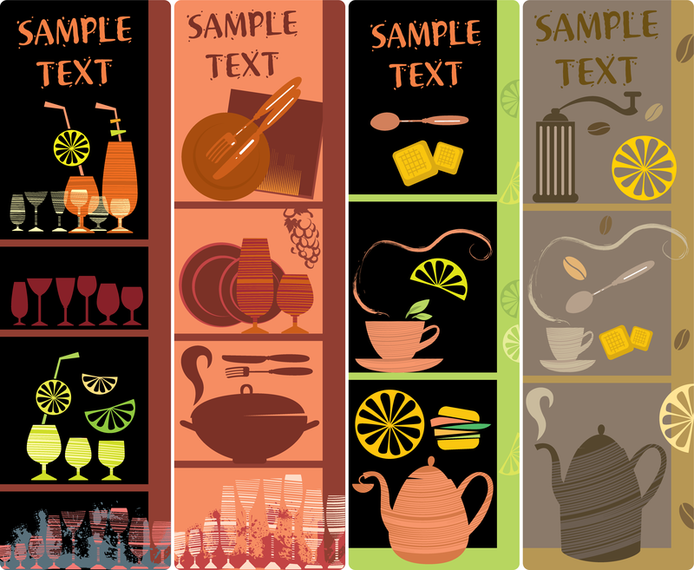 Handpainted Tableware Illustration Vector Handpainted Tableware Illustration Vector