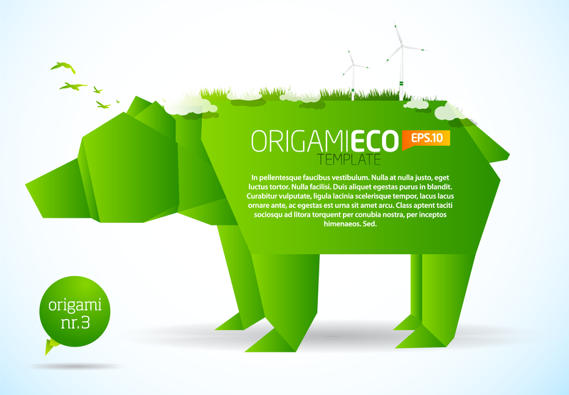 Vector de animales de origami verde 01