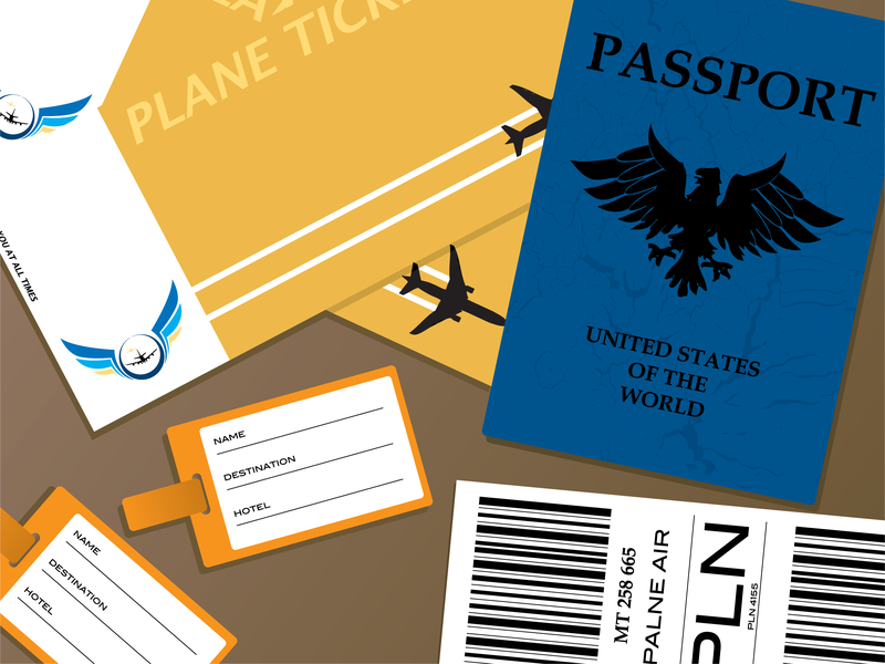 Vector de documentos de pasaporte
