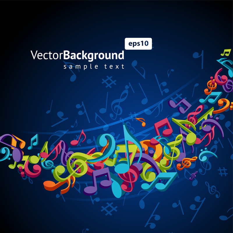 Vetor de símbolos musicais de cores 02