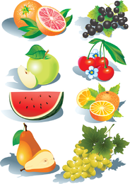 Ilustrações com frutas sombreadas
