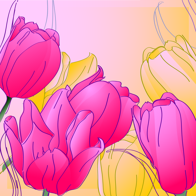 Vector de tulipanes pintados a mano 2