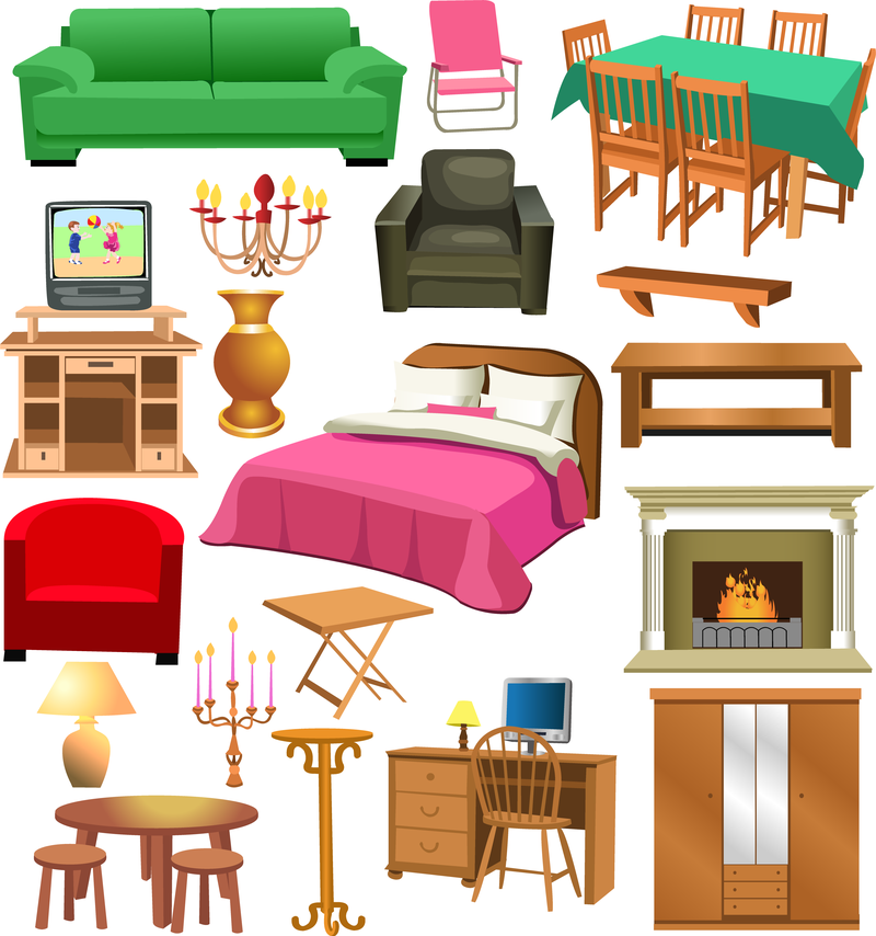 Una variedad de imágenes prediseñadas de muebles