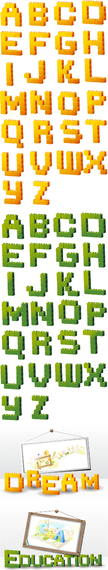 Threedimensional Building Block Type Letters Vector Threedimensional Building Block Type Letters Vector