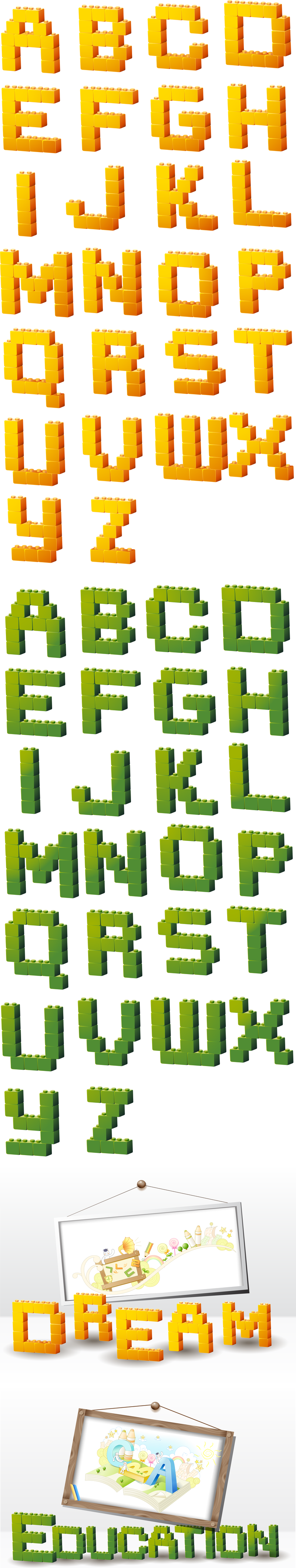 Vector de letras de tipo de bloque de construcción tridimensional