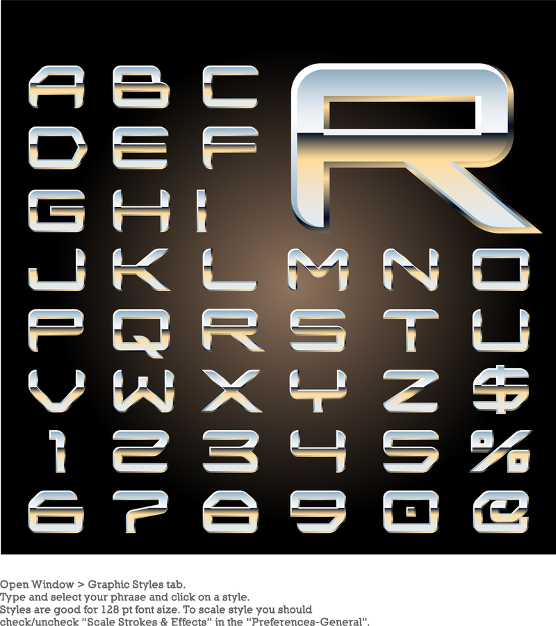 Metall dreidimensionale Buchstaben Design Serie 08 Vektor