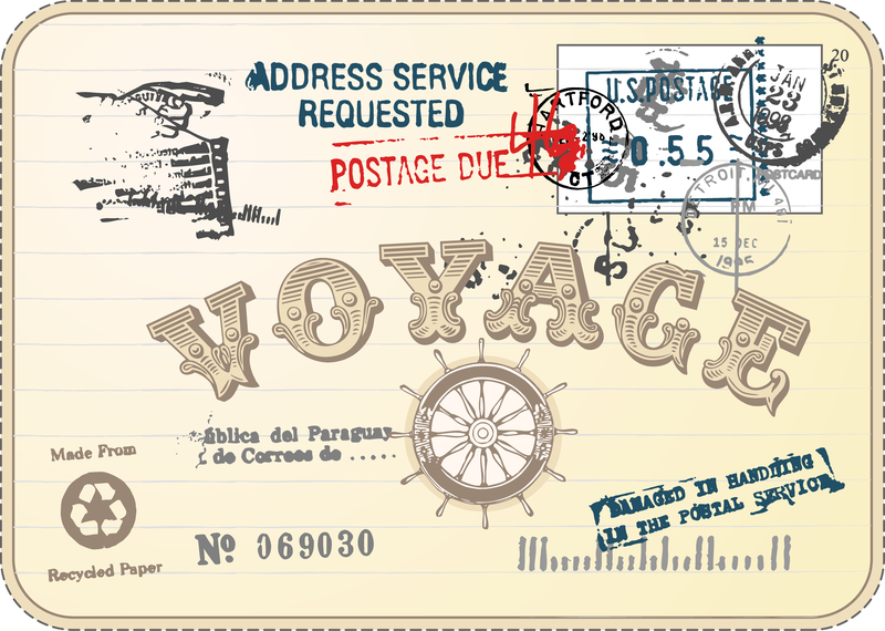 Cartões postais vintage e selos 03 vetor