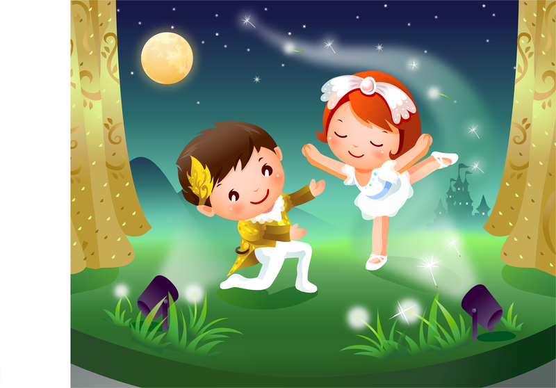 2 niños bailando vector de movimiento