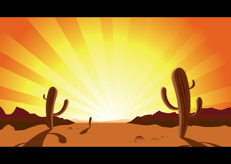 Atardecer Desierto Cactus Clip Art